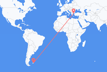 Flyreiser fra Mount Pleasant, Falklandsøyene til Lemnos, Hellas