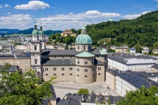 Austria, Rainbow over Salzburg castle