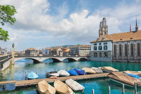 Photo of Zurich and Grossmünster in Switzerland.