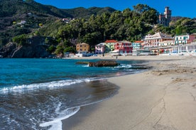 Photo of panoramic aerial view of town Rapallo in Liguria, Italy.