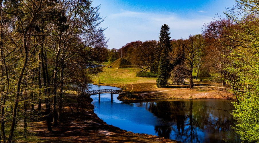 Park in autumn. Pyramid in the Branitz park, Cottbus, Germany