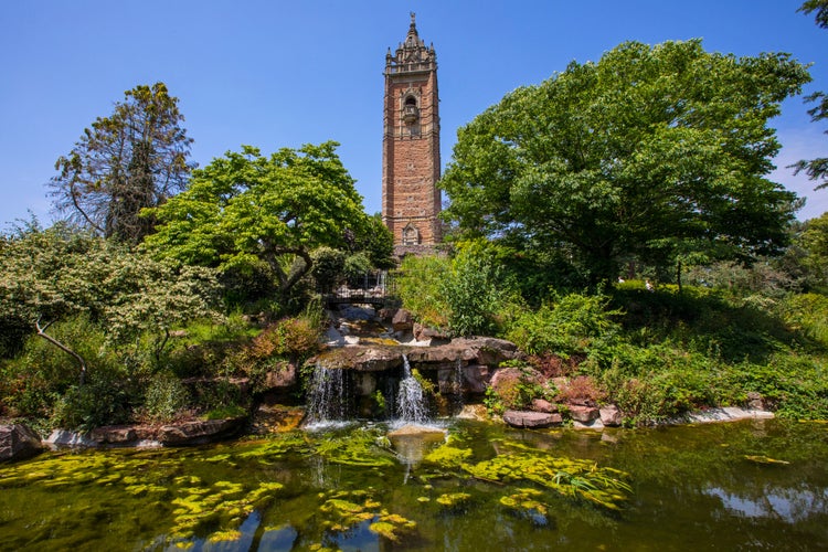 Photo of the historic Cabot Tower, located in Brandon Hill Park in the city of Bristol, UK.