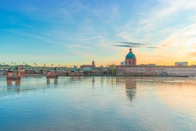 Photo of Toulouse and Garonne river aerial panoramic view, France.