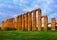 Photo of Roman Aqueduct of Merida in dusk. Extremadura, Spain .