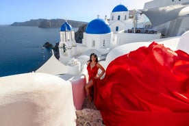 Private Flying Dress Photoshoot in Santorini