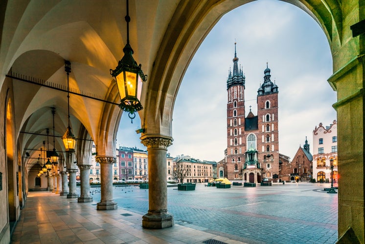 Photo of beautiful Krakow market square, Poland.