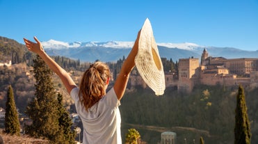 Granada, Andalusia,Spain Europe - Panoramic view of Alhambra.