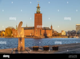 Stockholm old town (Gamla Stan) cityscape from City Hall top, Sweden.