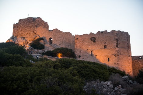 photo of view ofKritinia Castle at the evening, Rhodes island, Greece,Rhodes Greece.