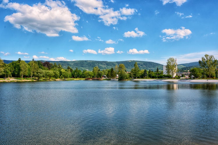 photo of view of Kowary water lake, Kowary, Poland.