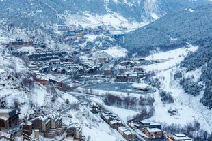 photo of Mountains in Androrra and ski cable car over the valley of Soldeu - Pas de la Casa.