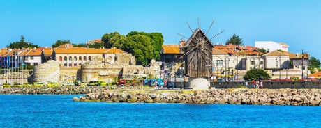 Photo of aerial view of the ancient seaside town, Nessebar, Bulgaria.