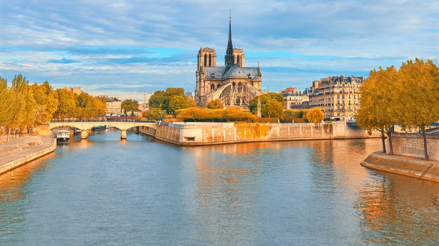 Paris, vertical panorama over river Seine with Notre-Dame cathedral on a bright day in Fall.jpg