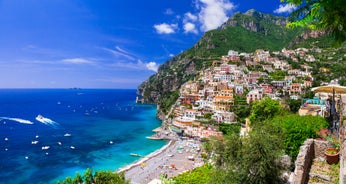 Photo of aerial view of Capri island in a beautiful summer day in Italy.