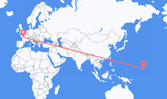 マーシャル諸島のクェゼリン環礁から、フランスのポワティエまでのフライト