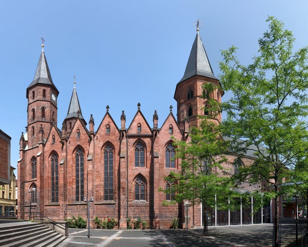 photo of view of Collegiate church in Kaiserslautern, Germany.