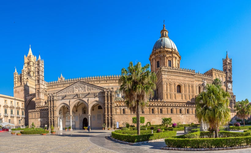 Photo of Palermo Cathedral in Palermo, Italy in a beautiful summer day.