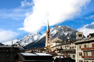 photo of panoramic view of Bormio town in Italy.