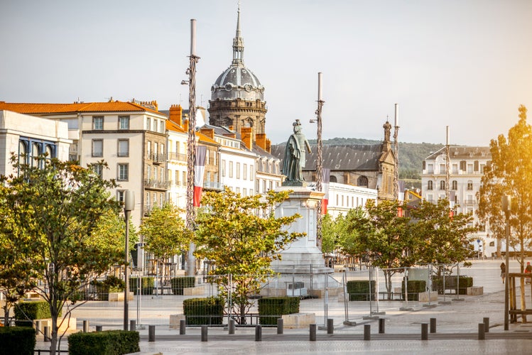 Photo of View on the Jaude square during the morning light in Clermont-Ferrand city in central France.