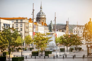 Photo of Metz city view of Petit Saulcy an Temple Neuf and Moselle River in Summer, France.