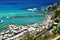 Beautiful beach with view on mediterranean in Levanto in Italy.