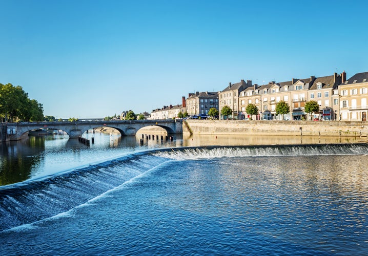 Photo of Banks of the Mayenne river, City of Laval, Mayenne, Pays de Loire, France.