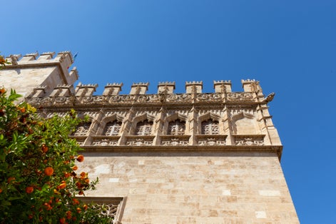 Photo of The Llotja de la Seda or Lonja de la Seda, Silk Exchange, Valencian Gothic-style civil building in Valencia, Spain.