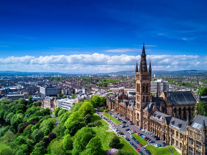 Photo of aerial view of Glasgow, Scotland, UK.