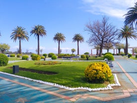 Photo of Santander city beach aerial panoramic view.