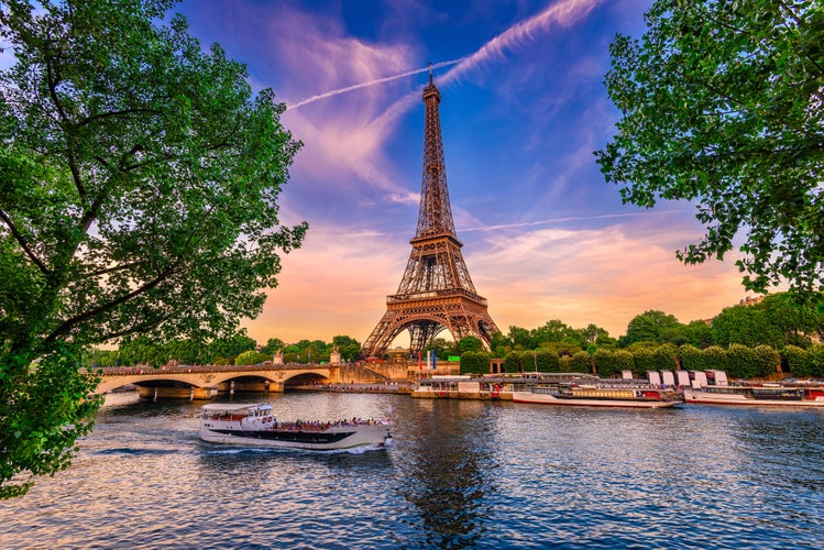 Paris Eiffel Tower and river Seine at sunset in Paris, France.jpg