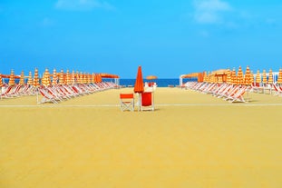 Photo of Viareggio aerial panoramic view of coastline, Versilia, Tuscany, Italy. 