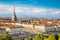 Photo of aerial view of Turin city center with landmark of Mole Antonelliana, Turin ,Italy ,Europe.