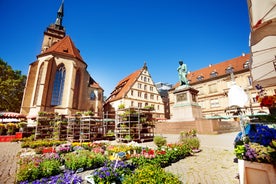 Photo of Tuebingen in the Stuttgart city ,Germany Colorful house in riverside and blue sky. 