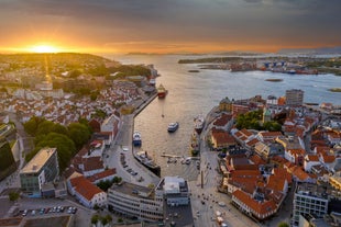 Vagen old town aerial panoramic view in Stavanger, Norway. Stavanger is a city and municipality in Norway.