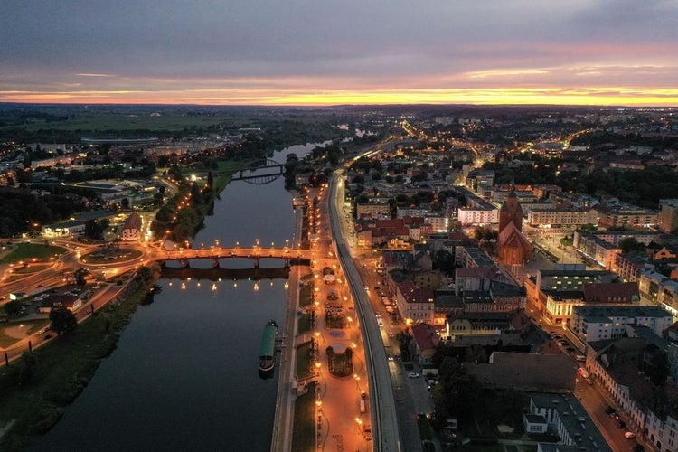 Photo of Gorzów Wielkopolski at night , Poland .