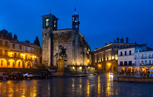 photo of Picturesque view of Spanish old town of Trujillo at evening.