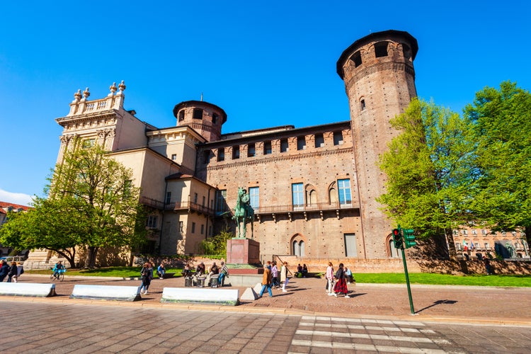 Photo of Old Castle at the Piazza Madama Square in the centre of Turin city, Piedmont region of Italy.