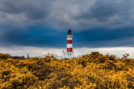 Point of Ayre Lighthouse on the Isle of Man. Douglas, Isle of Man.