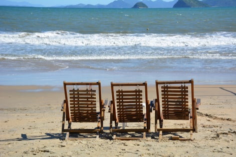 Photo of Almada beautiful beach on a sunny day, Portugal.