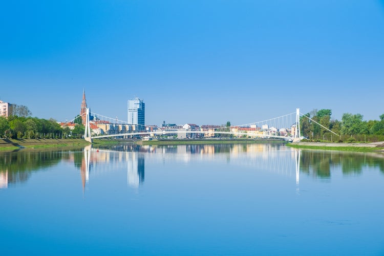 Photob of Bridge over the Drava river in Osijek, Croatia.