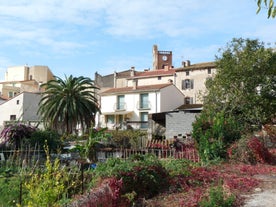 Photo of aerial view of Collioure, beautiful coastal village in the south of France.