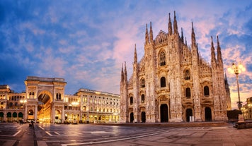 High dynamic range (HDR) Aerial view of the city of Milan, Italy.