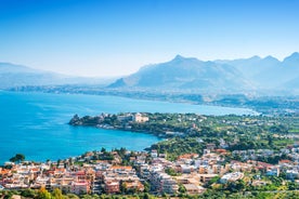 photo of a beautiful aerial view of small town of Porticello, Sicily, Italy.