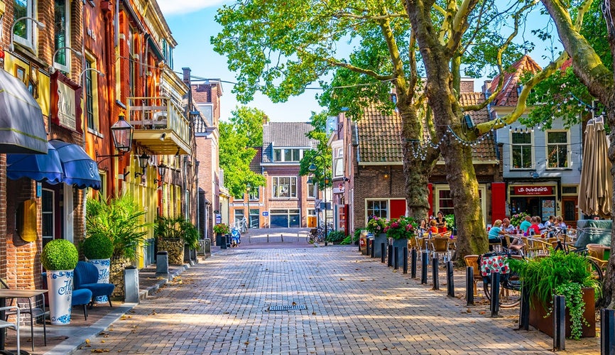 photo of street in the center of Delft, Netherlands.