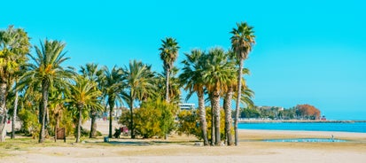 Photo of aerial view of beach and cityscape Salou, Spain.