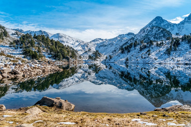 Photo of  lake in the Pyrenees mountains of Val d'Aran (Aran Valley), Lleida, Catalonia, Spain