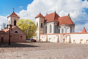 Panorama of Kaunas from Aleksotas hill, Lithuania.