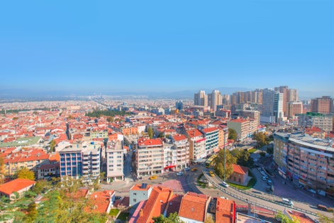 Photo of general aerial view of Bursa city, Turkey.