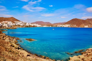 Photo of the castle (castillo de los Fajardo) and town, Velez Blanco, Almeria Province, Andalucia, Spain.