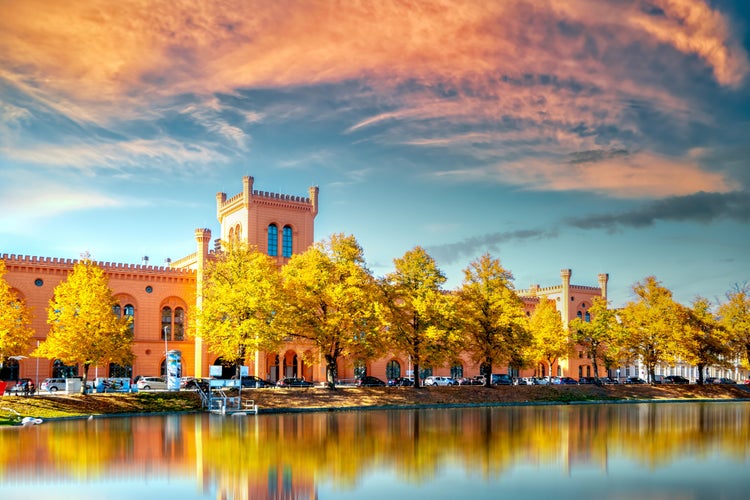 photo of view of Lake Pfaffenteich, Schwerin, Mecklenburg Vorpommern, Germany.